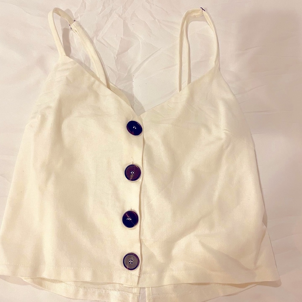SOLD Cropped Cotton Button Tank